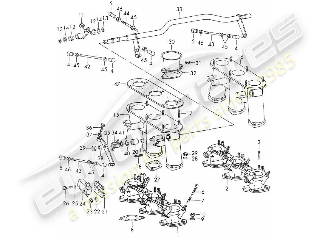 porsche 1971 (911) injection system - throttle body - d >> - mj 1971 part diagram