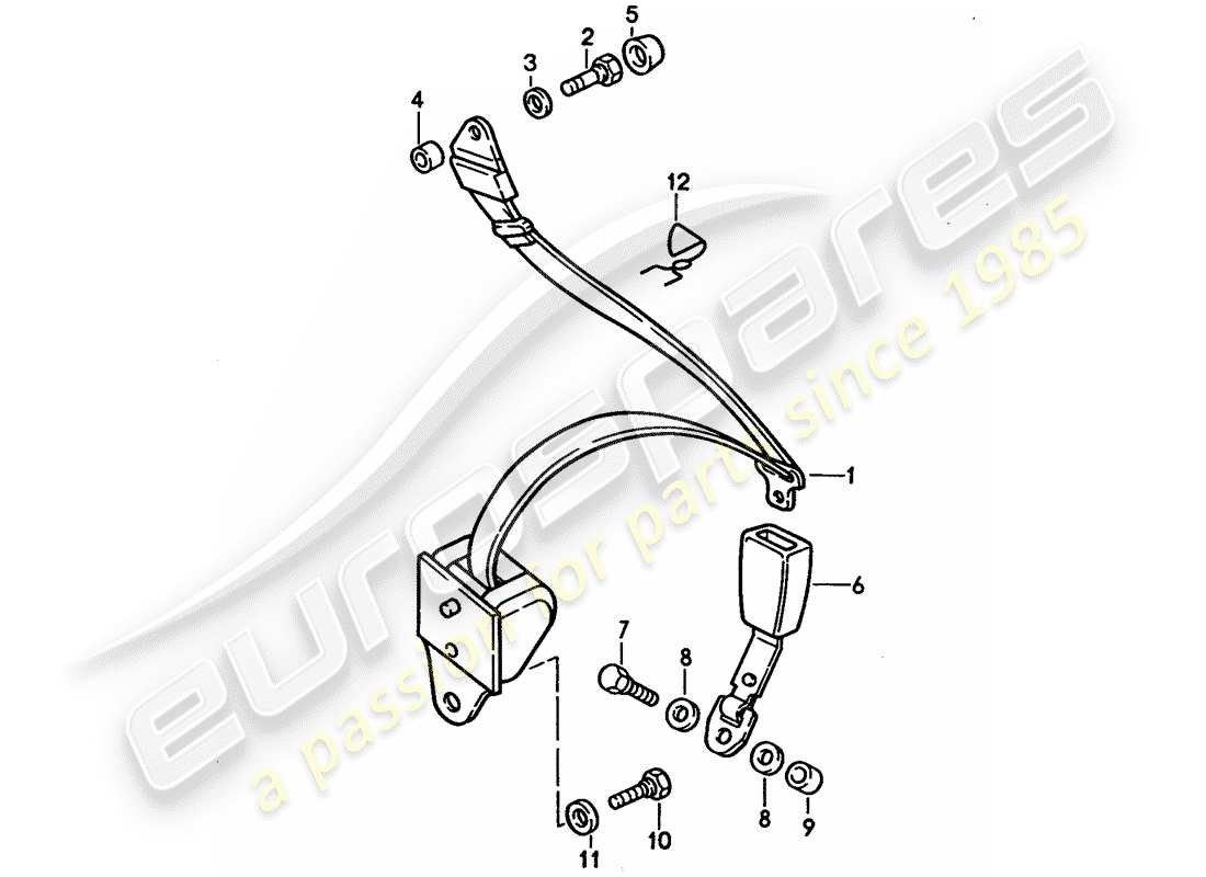 porsche 1995 (928) seat belt parts diagram