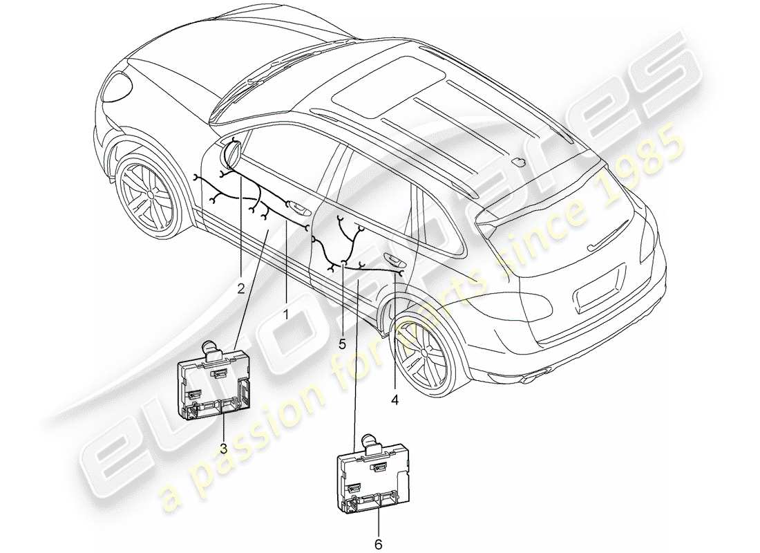 porsche 2017 (cayenne e2 92a) wiring looms control units doors d >>- mj 2014 part diagram