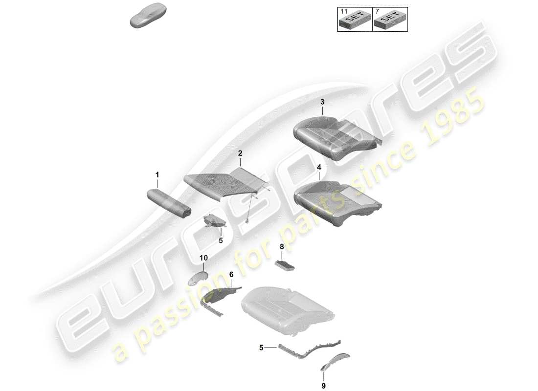 porsche 2019 (718 boxster spyder) foam part seat cover sports seat plus part diagram