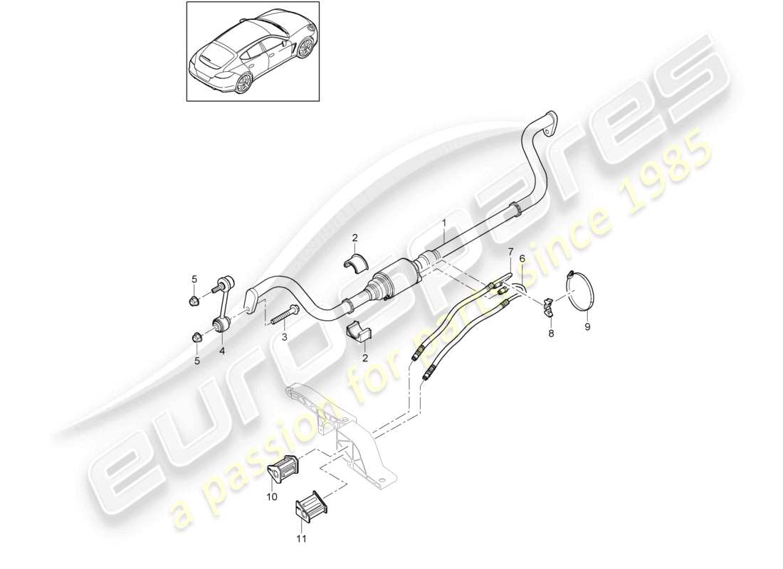 porsche 2010 (panamera 970) anti-roll bar d - mj 2014>> part diagram