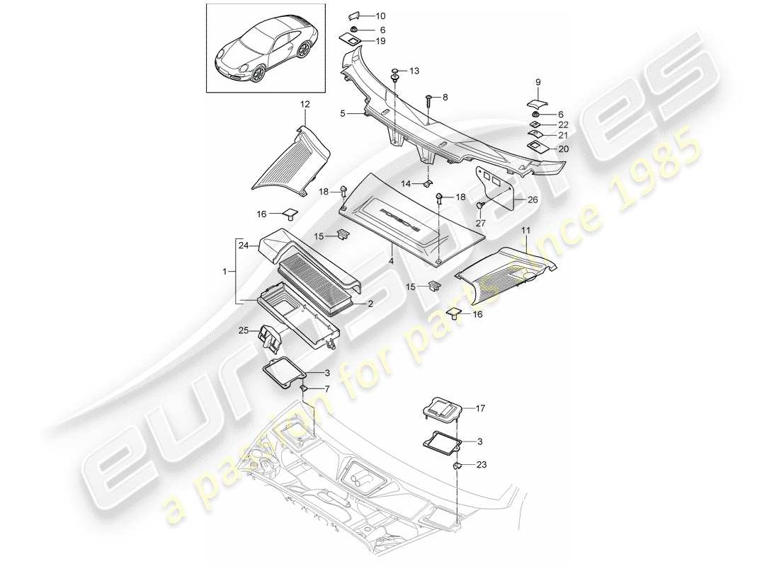 porsche 2009 (997-2) particulate filter parts diagram