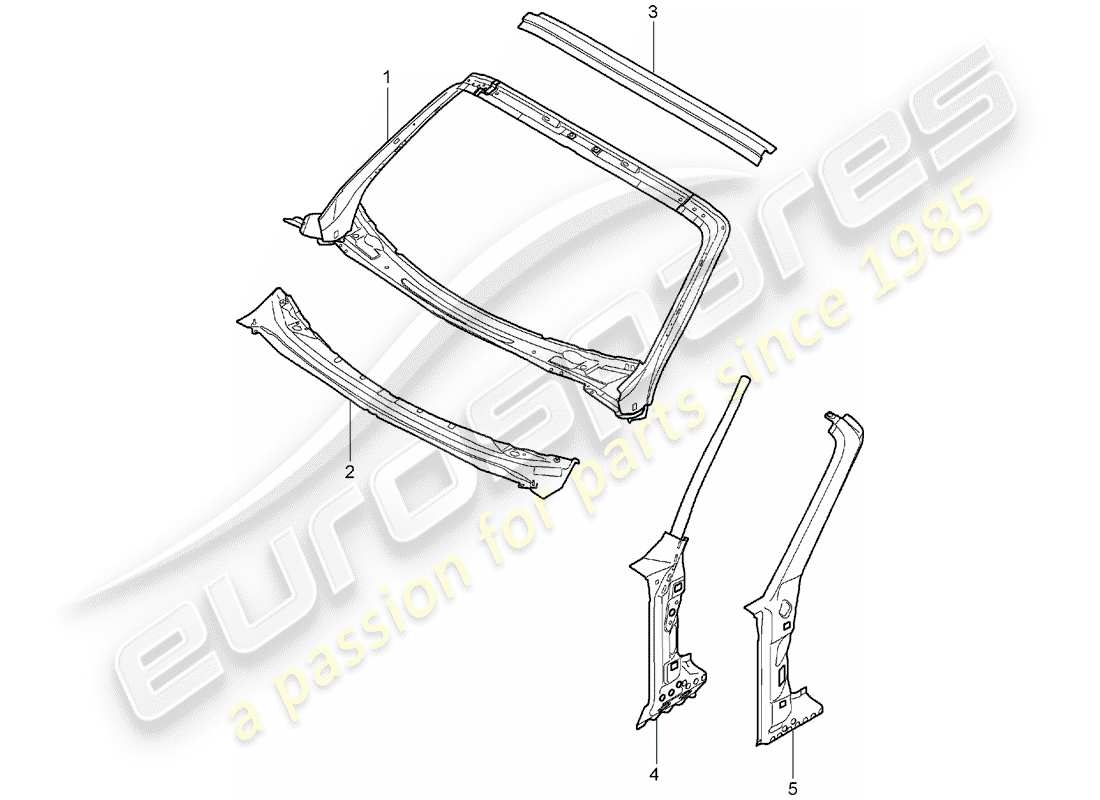 porsche 2006 (987 boxster) scuttle parts diagram