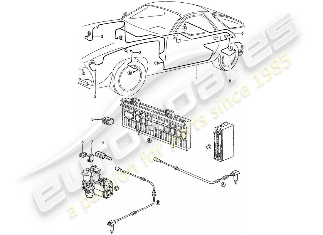 porsche 1986 (928) harness - anti-locking brake syst. -abs- - d - mj 1986>> - mj 1986 part diagram