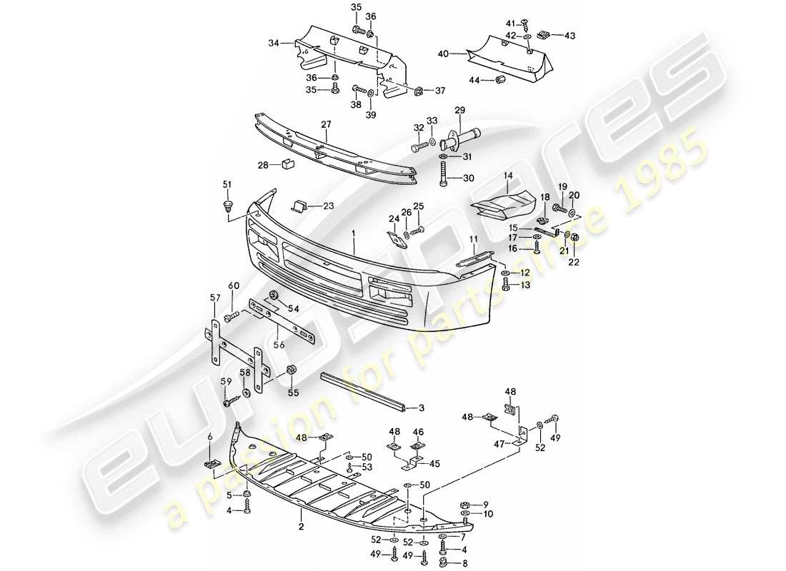 porsche 1990 (944) cover for bumper - bumper part diagram