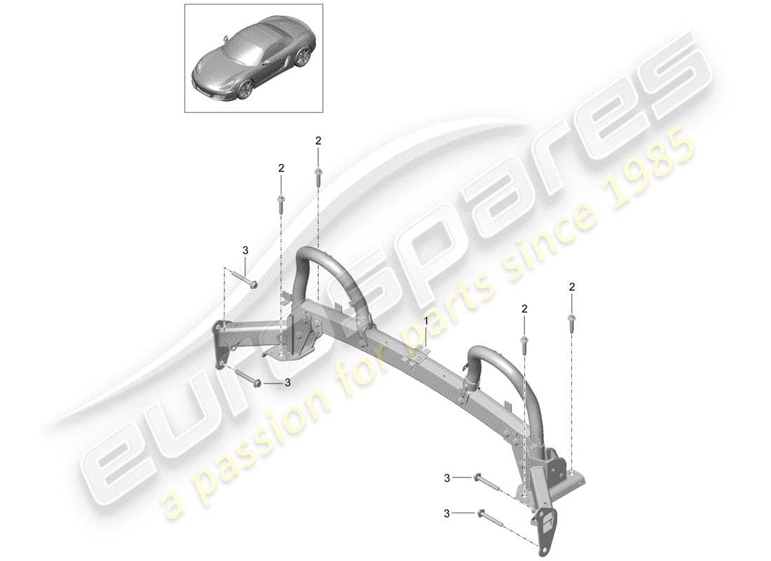 porsche 2012 (981 boxster) roll bar parts diagram