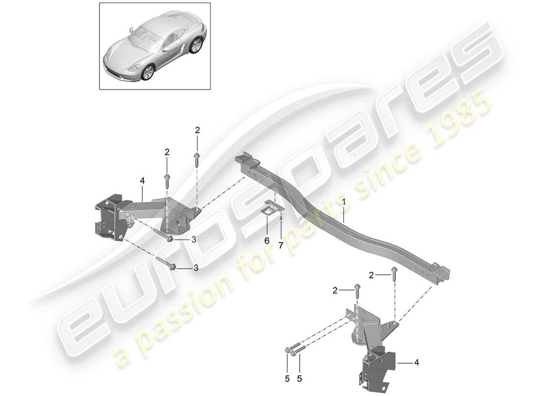 porsche 2018 (718 cayman) cross member part diagram