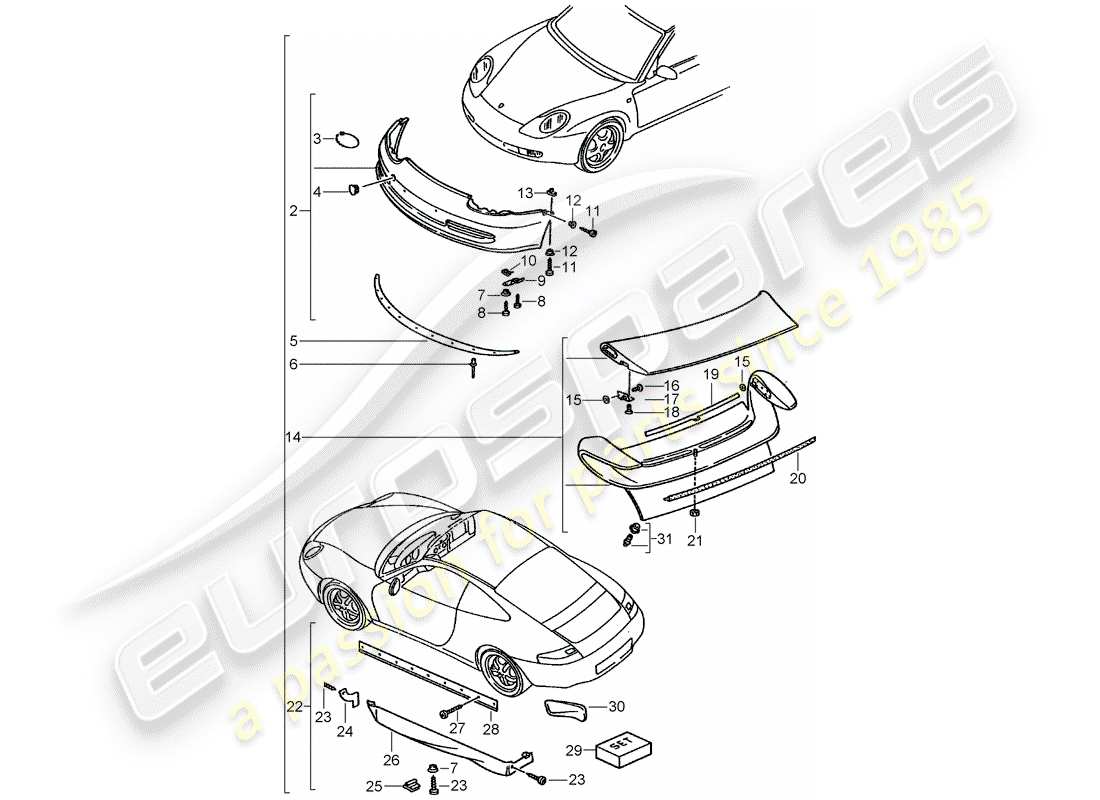 porsche 1992 (tequipment) aerokit parts diagram
