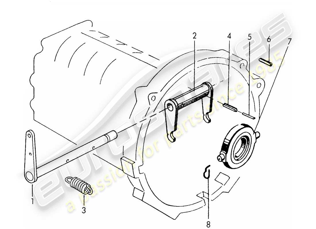 porsche 1950 (356/356a) clutch release - g 25 001 >> part diagram