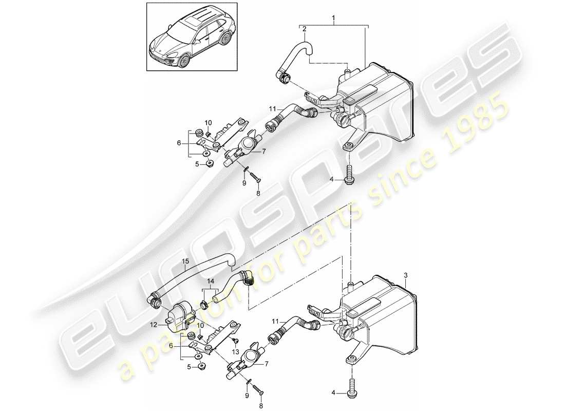 porsche 2016 (cayenne e2 92a) activated charcoal container part diagram