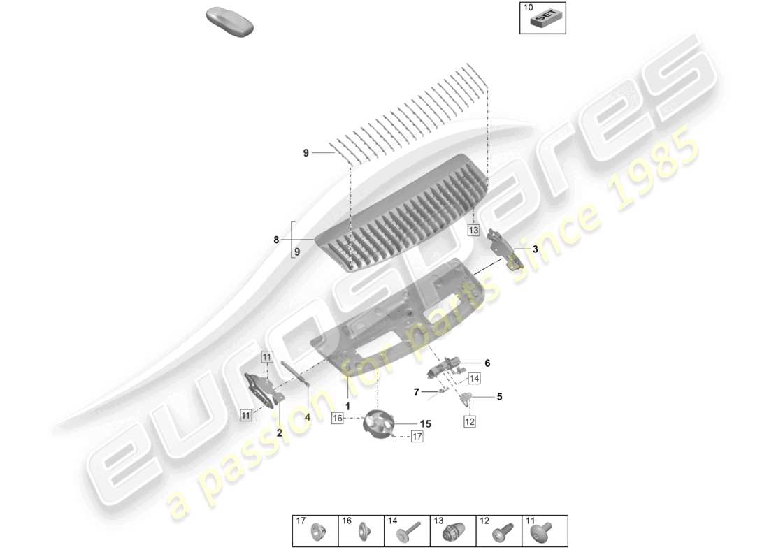 porsche 2020 (992-1) tailgate/boot lid parts diagram