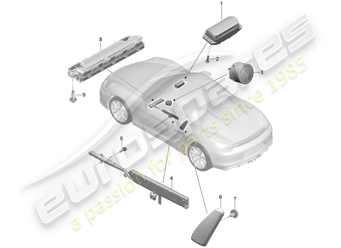 porsche 2016 (981 boxster spyder) airbag parts diagram