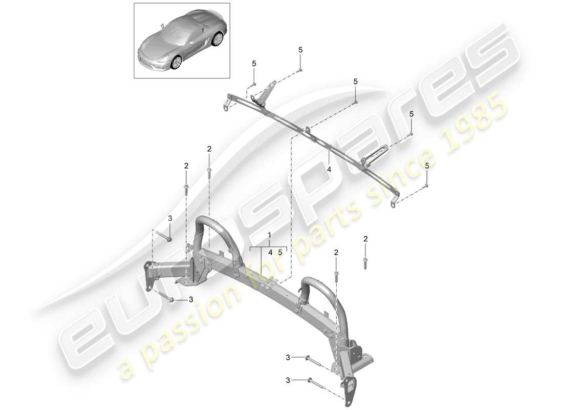 porsche 2016 (981 boxster spyder) roll bar parts diagram