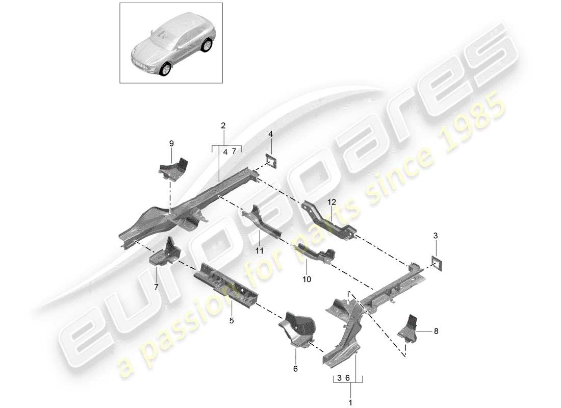 porsche 2017 (macan) frame part diagram
