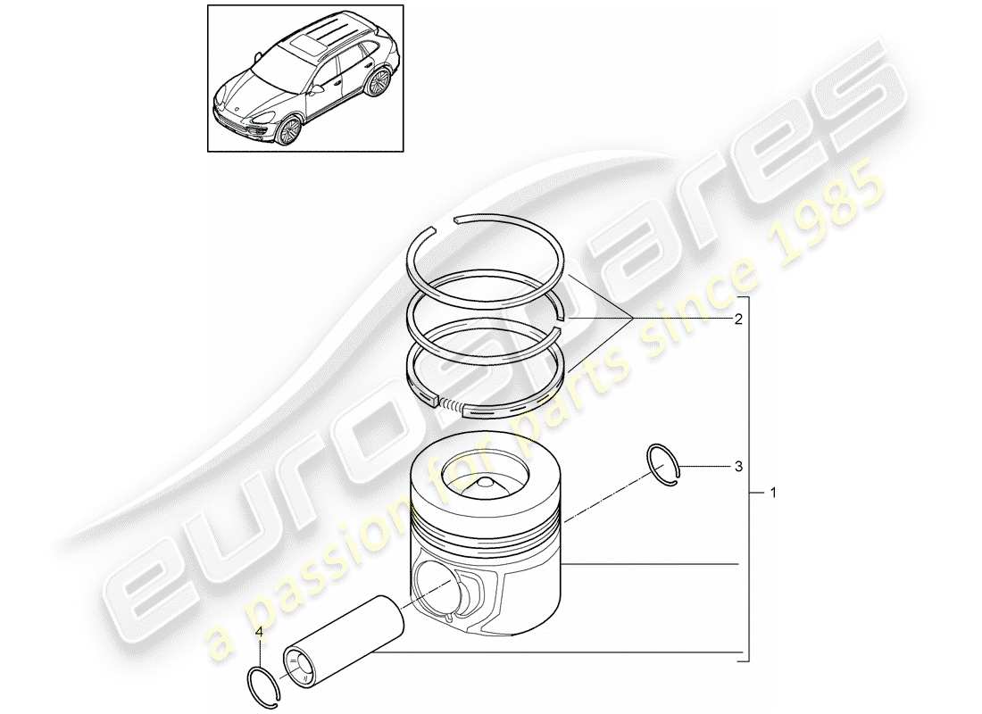 porsche 2015 (cayenne e2 92a) piston 1 set: piston rings part diagram
