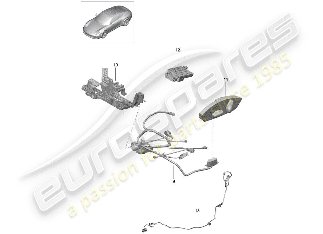 porsche 991 (2015) harness parts diagram