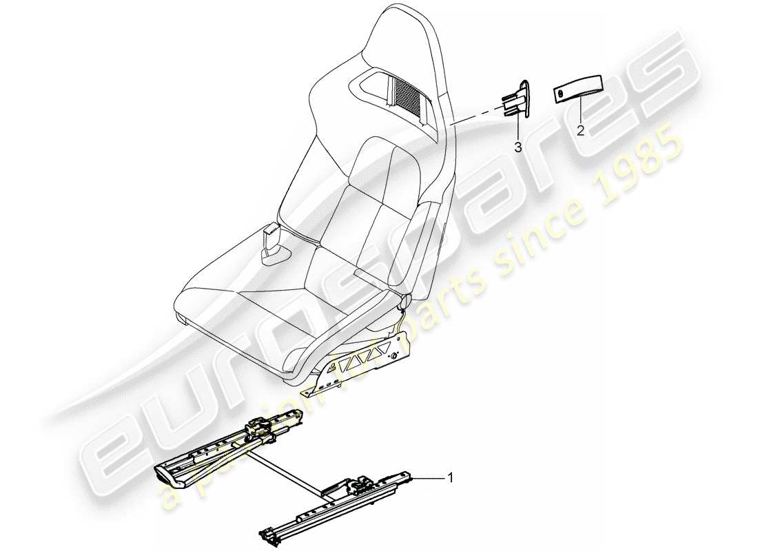 porsche 2008 (997-1 gt3) seat parts diagram