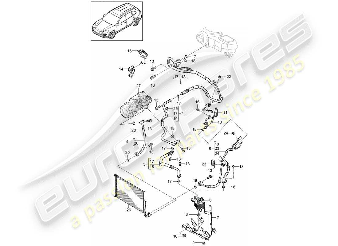 porsche 2016 (cayenne e2 92a) refrigerant circuit hybrid r1234yf d - mj 2017>> part diagram