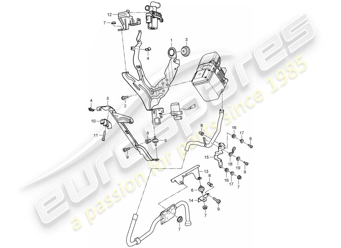 porsche 2008 (cayenne e1 9pa) bracket auxiliary heater part diagram