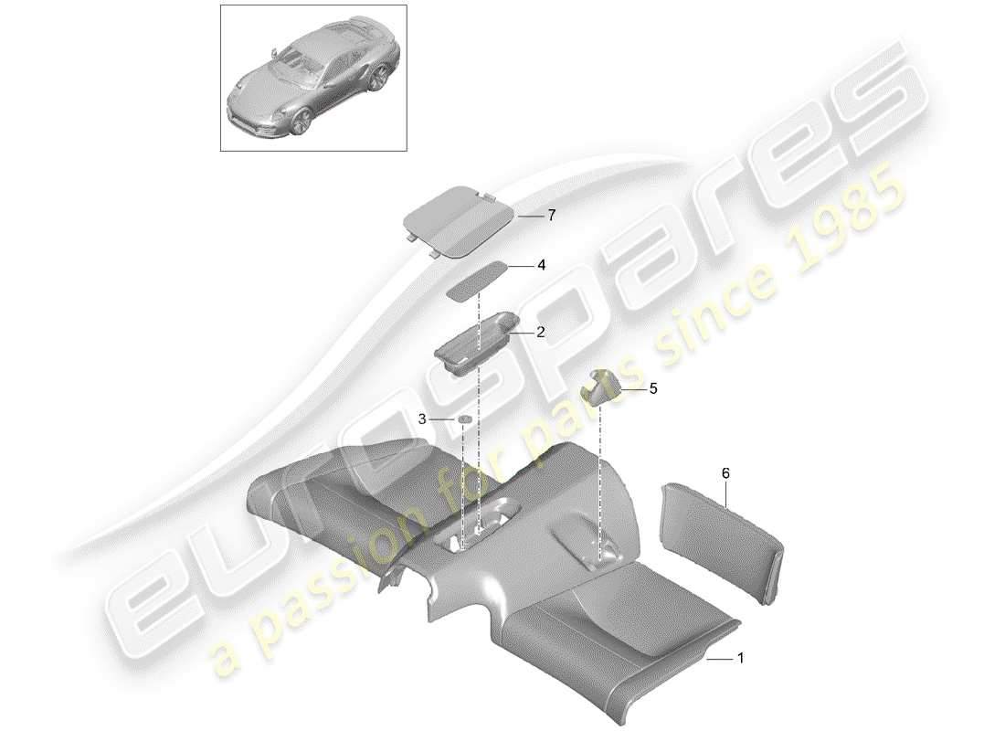 porsche 2016 (991-1 turbo) back seat cushion part diagram