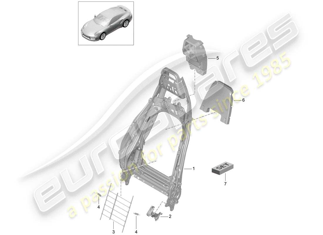 porsche 2015 (991-1 turbo) backrest frame sports seat plus accessories d - mj 2017>> part diagram
