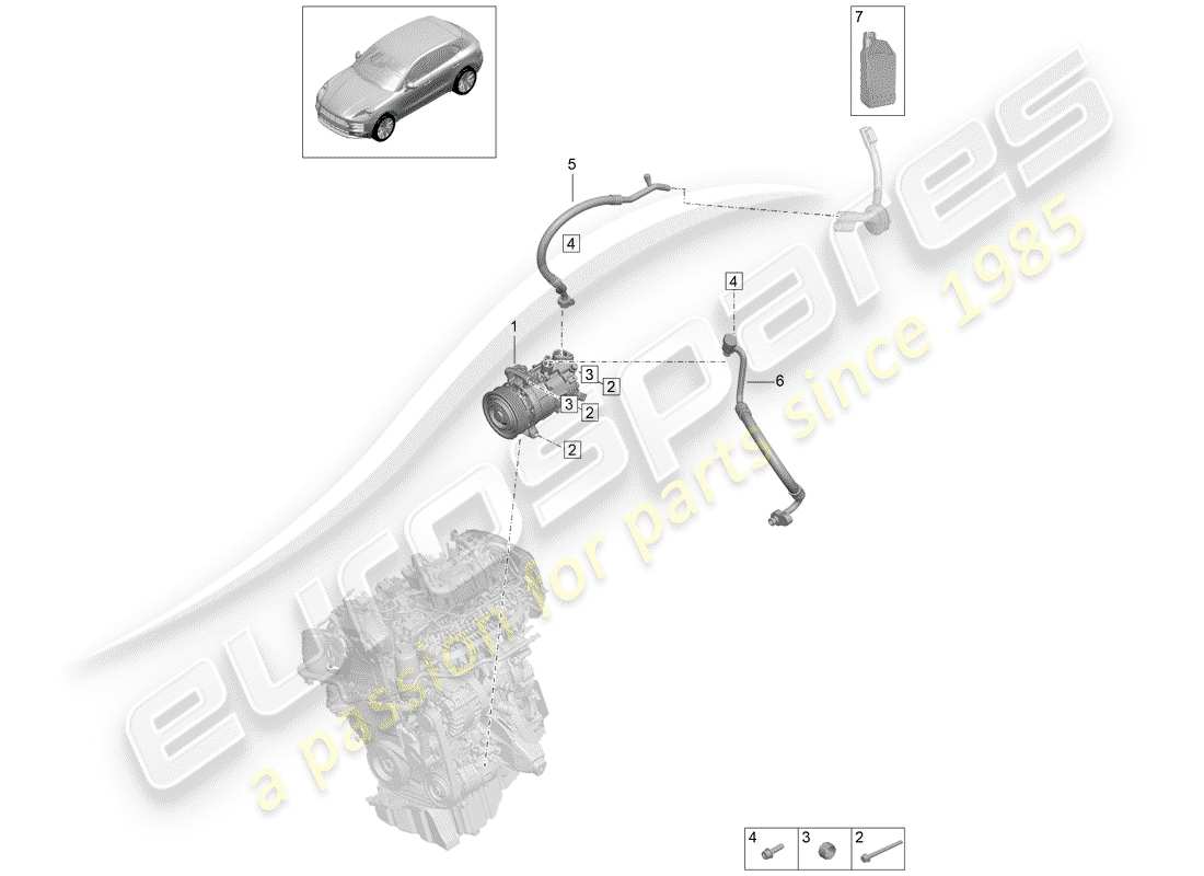 porsche 2020 (macan) a/c compressor r134a coolant parts diagram