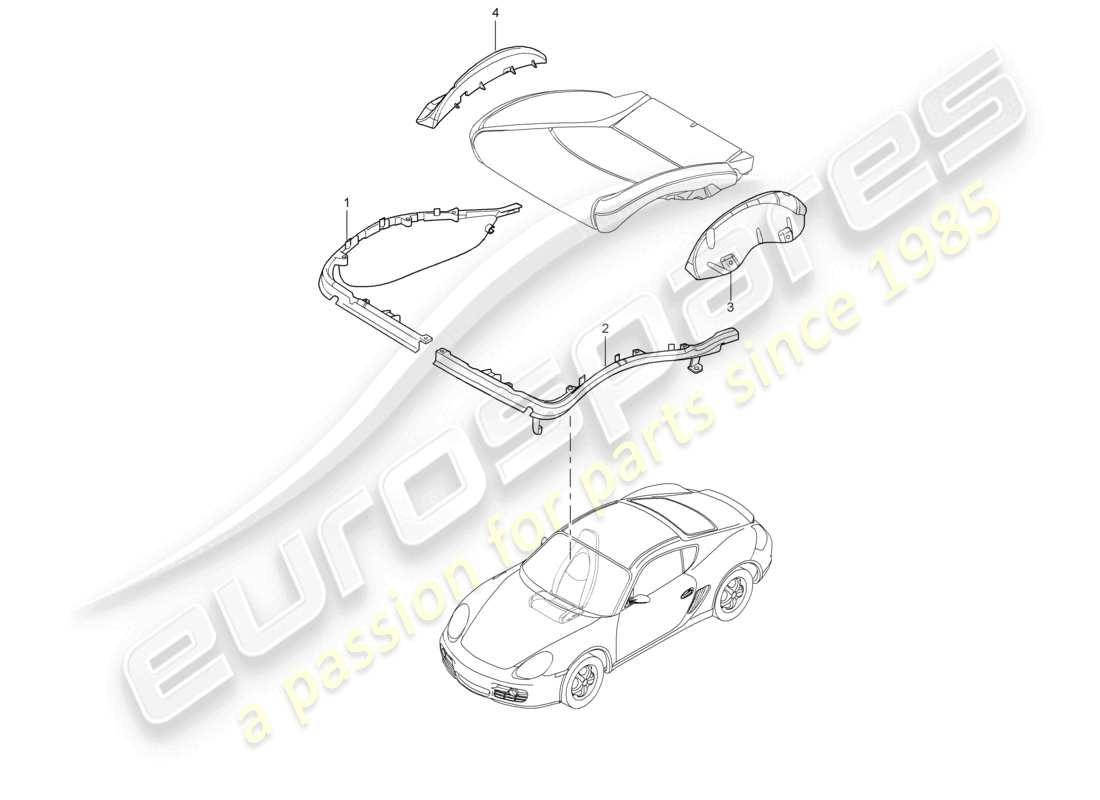 porsche 2006 (987 cayman) frame seat cushion sports seat part diagram