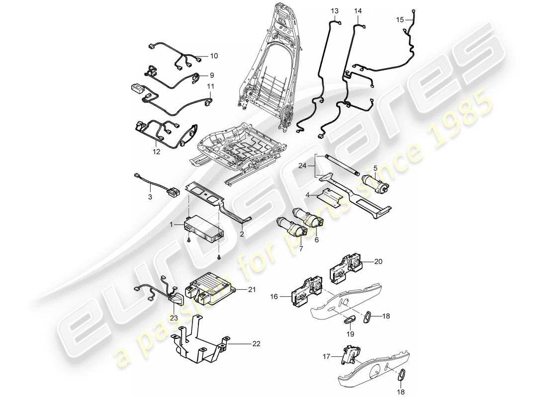 porsche 2007 (987 cayman) wiring looms control unit switch sports seat part diagram