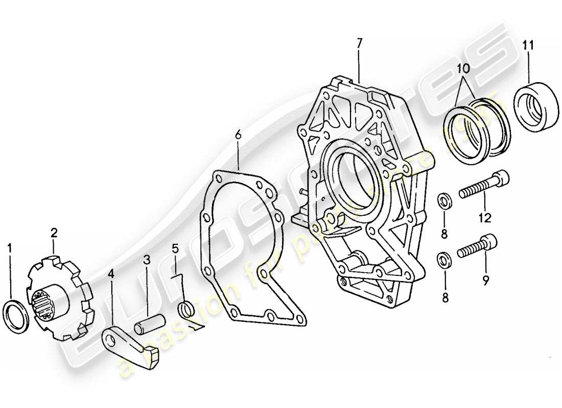 porsche 1987 (928) automatic transmission - intermediate plate - parking lock parts diagram