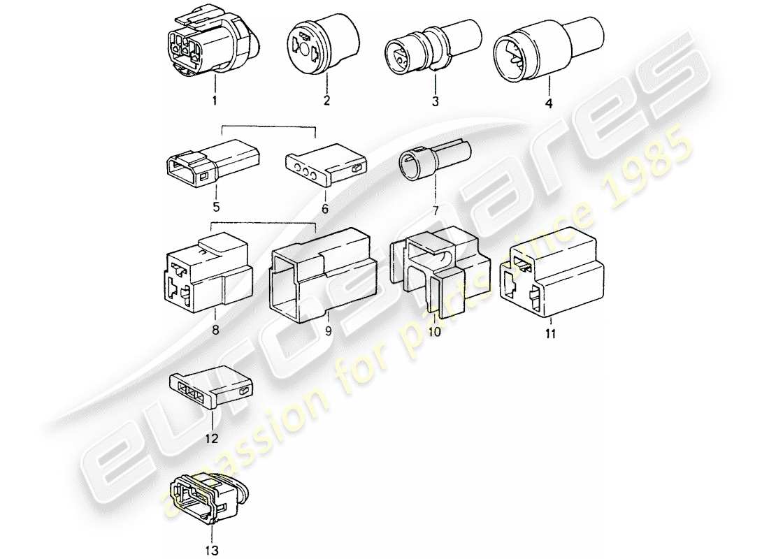 porsche 1991 (964) connector housing parts diagram