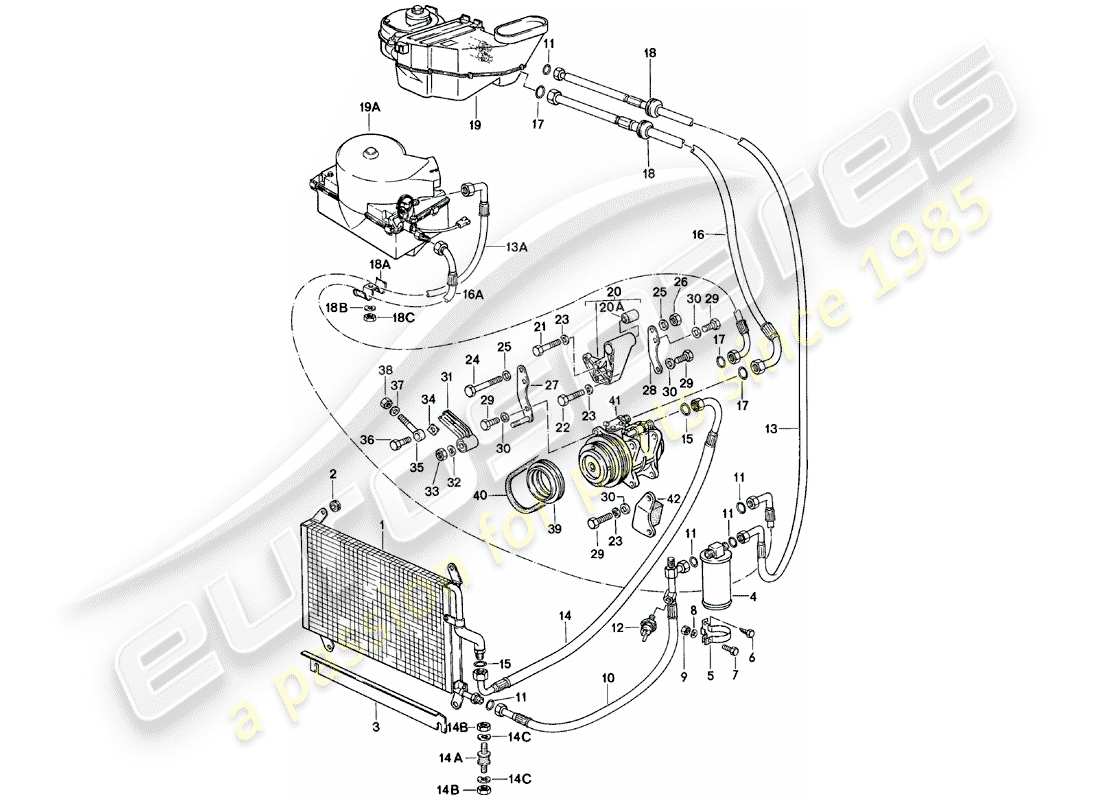 porsche 1981 (924) air conditioner part diagram
