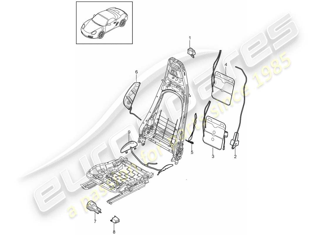 porsche 2012 (987 boxster) lumbar support d - mj 2009>> parts diagram
