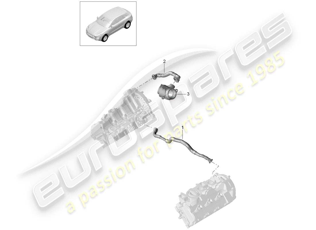 porsche 2014 (macan) breather line crankcase housing parts diagram
