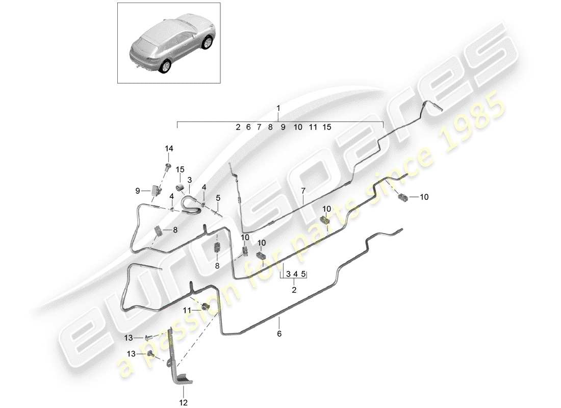 porsche 2017 (macan) fuel system fuel line underbody part diagram