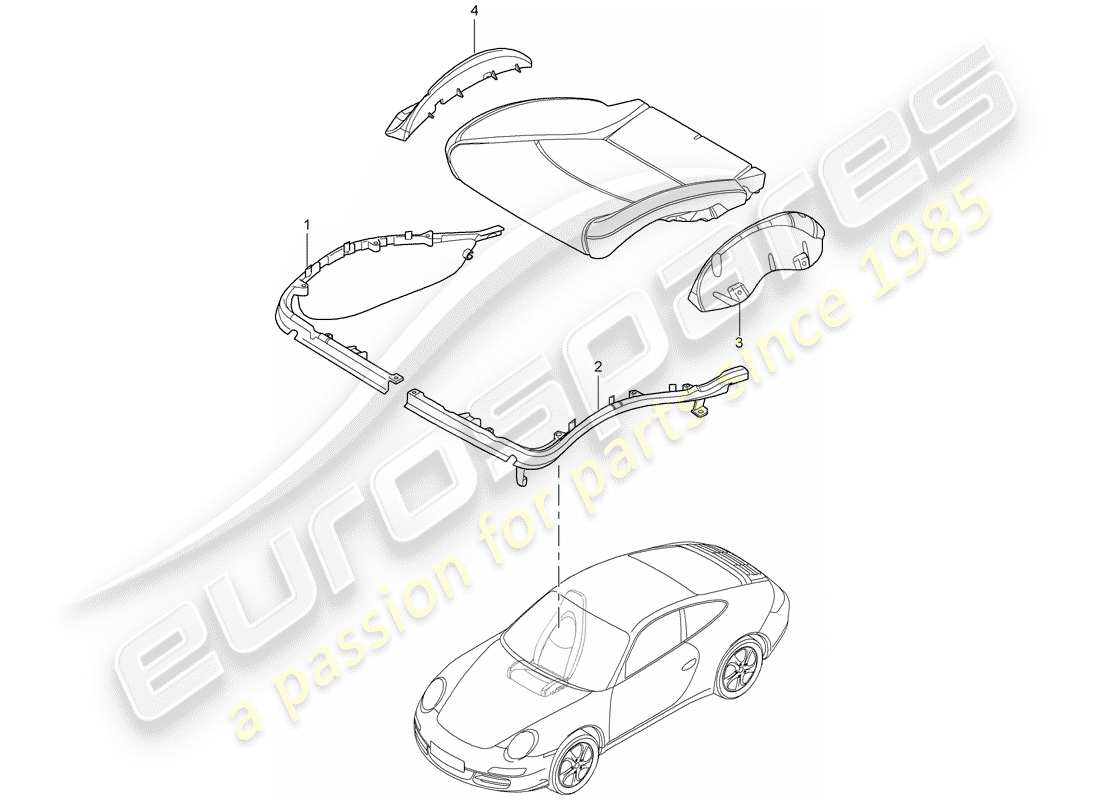 porsche 2012 (997-2 turbo / gt2 rs) cushion carrier parts diagram