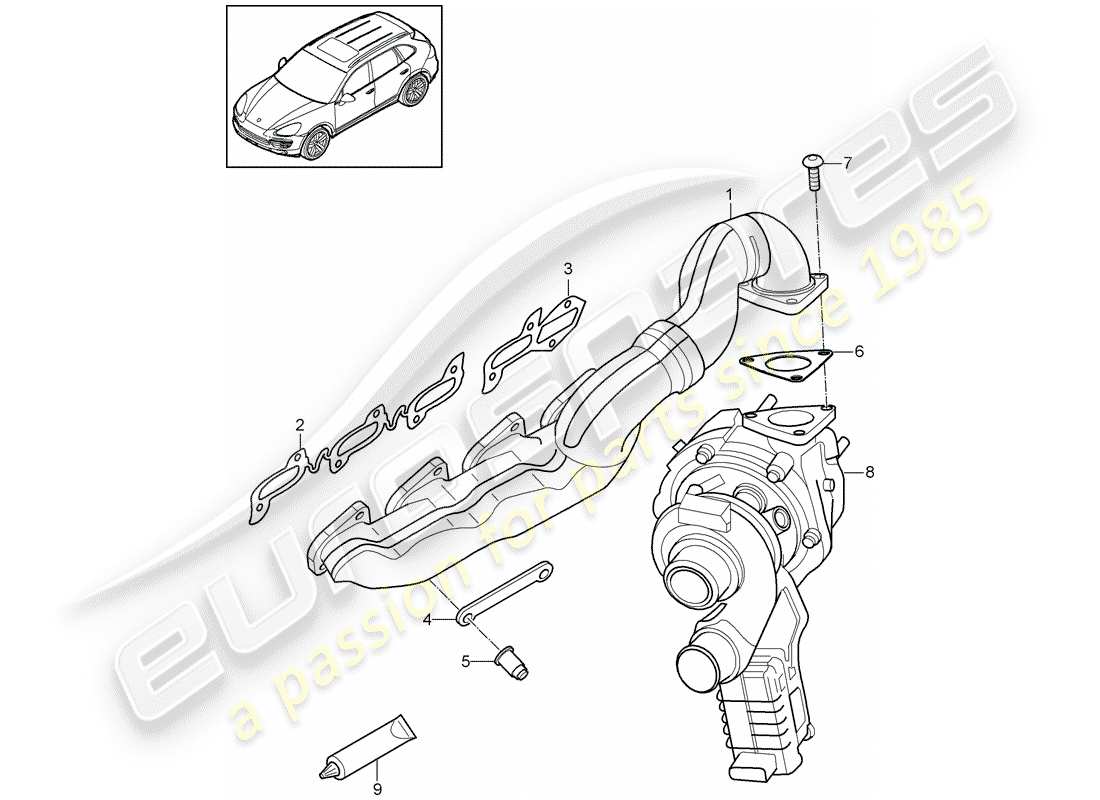 porsche 2015 (cayenne e2 92a) exhaust system exhaust manifolds part diagram