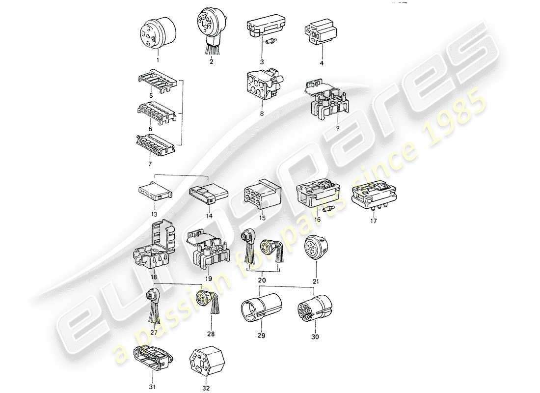 porsche 1990 (964) connector housing parts diagram