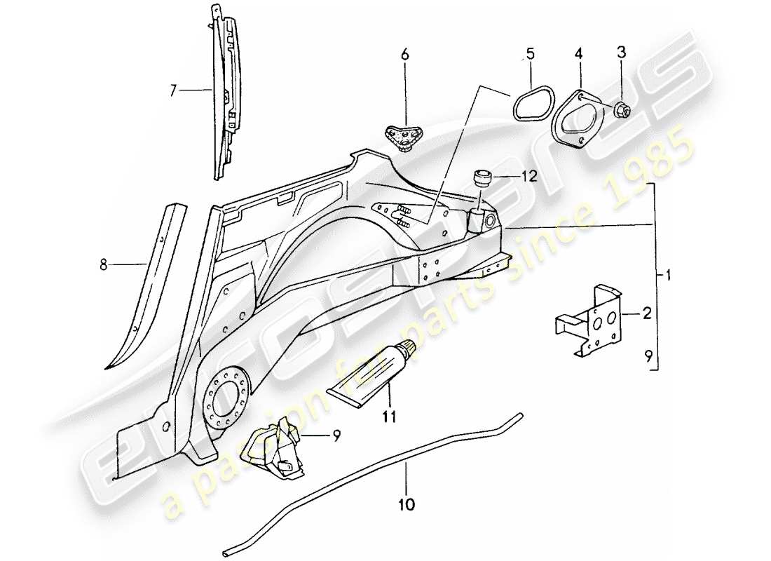 porsche 1991 (964) inner panel parts diagram