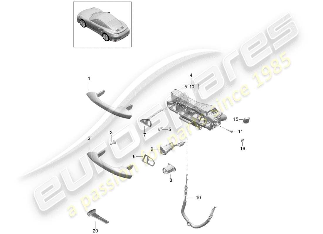 porsche 2015 (991-1 turbo) door handle, exterior d - mj 2017>> part diagram