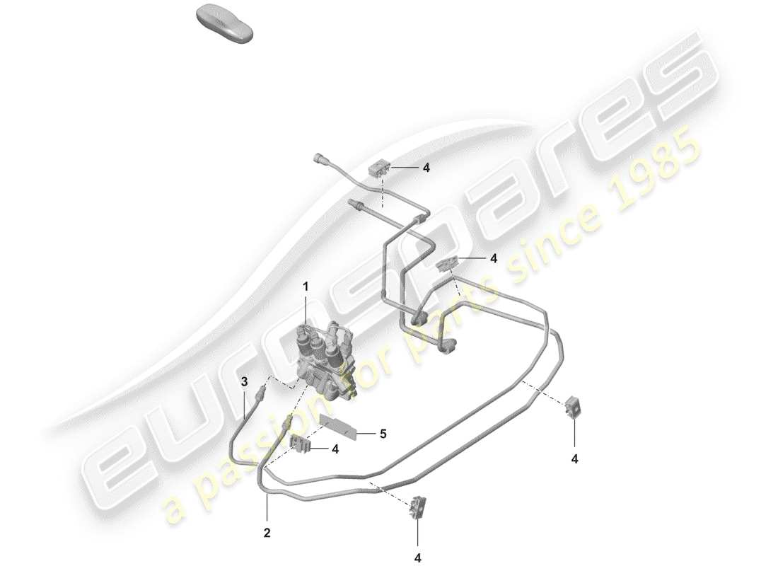 porsche 2020 (992-1) hydraulic line front end pdcc parts diagram