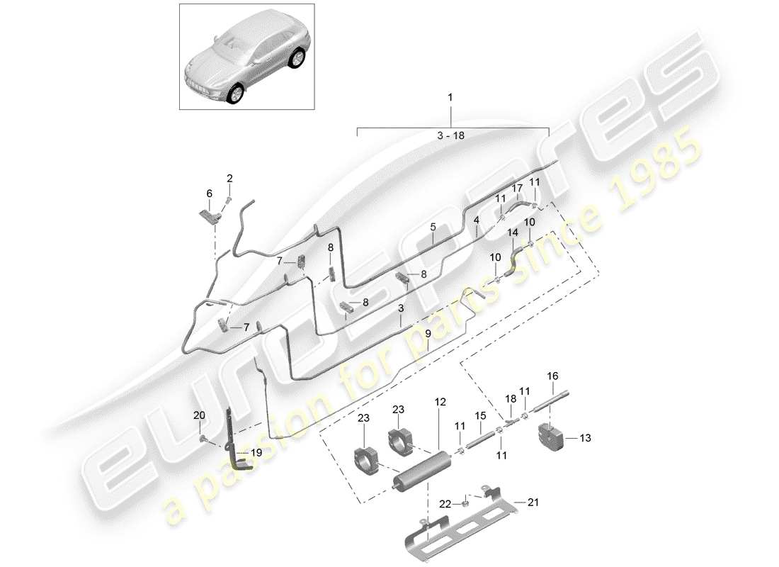 porsche macan (2015) fuel system parts diagram