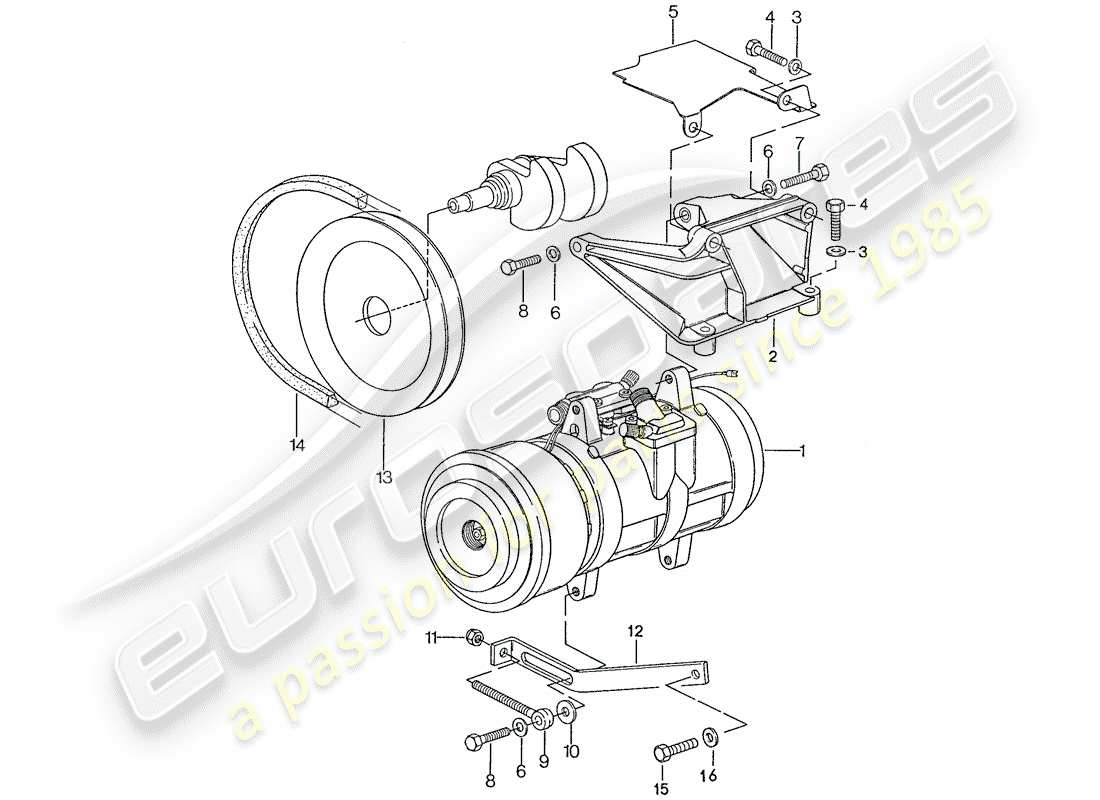 porsche 1990 (928) compressor - assembly part diagram