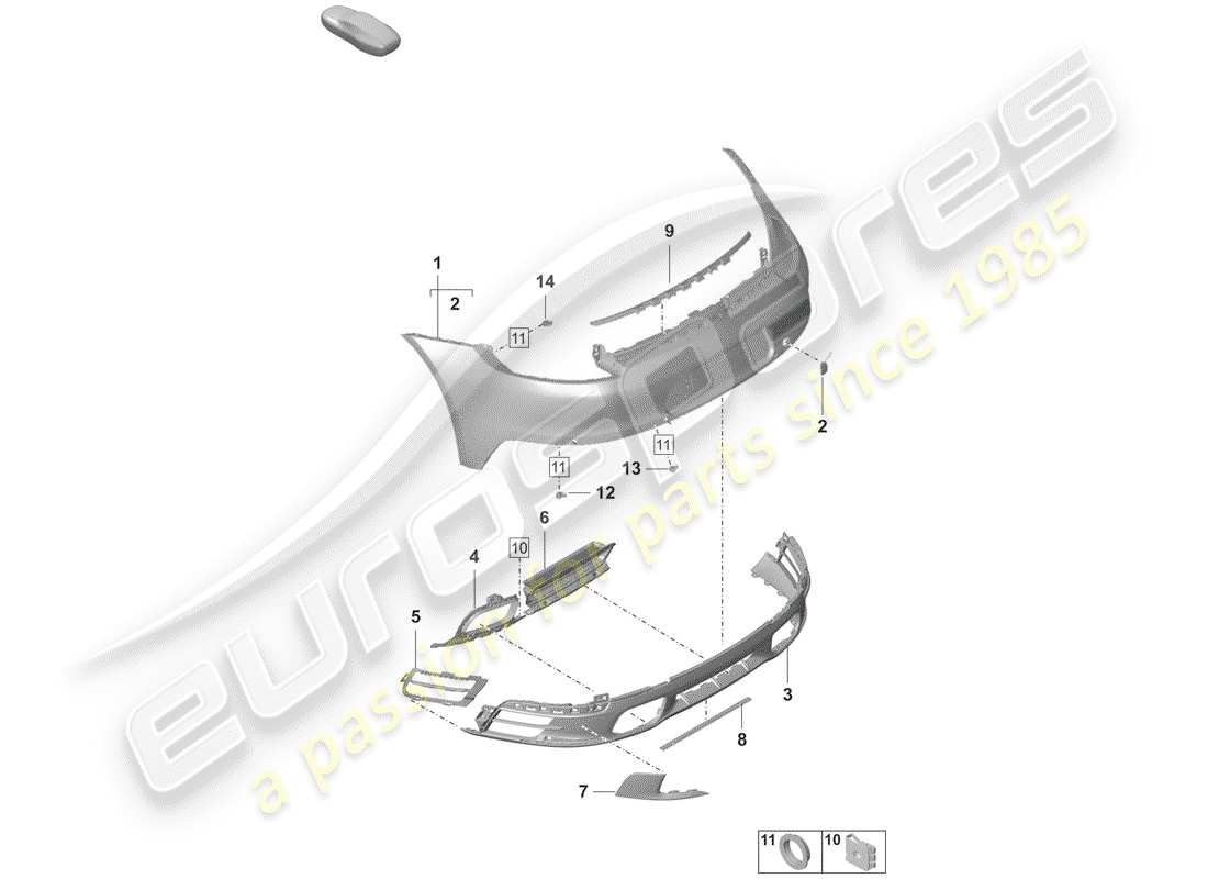 porsche 2020 (992-1) bumper rear sport design package basic with: accessories parts diagram