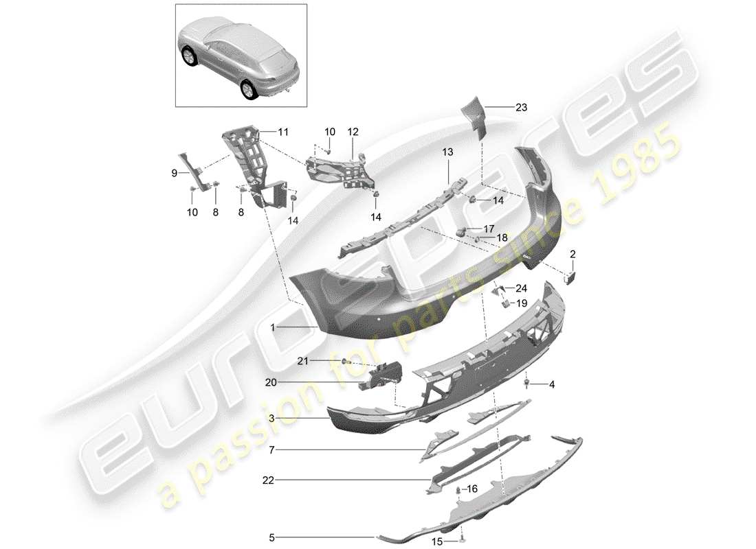 porsche macan (2015) bumper parts diagram