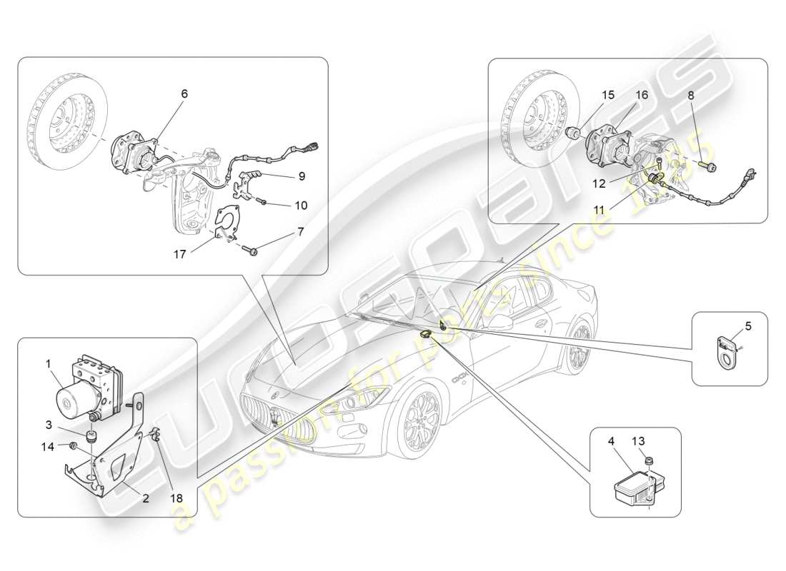 maserati granturismo (2014) braking control systems parts diagram
