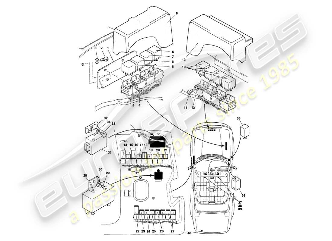 aston martin v8 volante (1998) relays, to vin 89026 part diagram