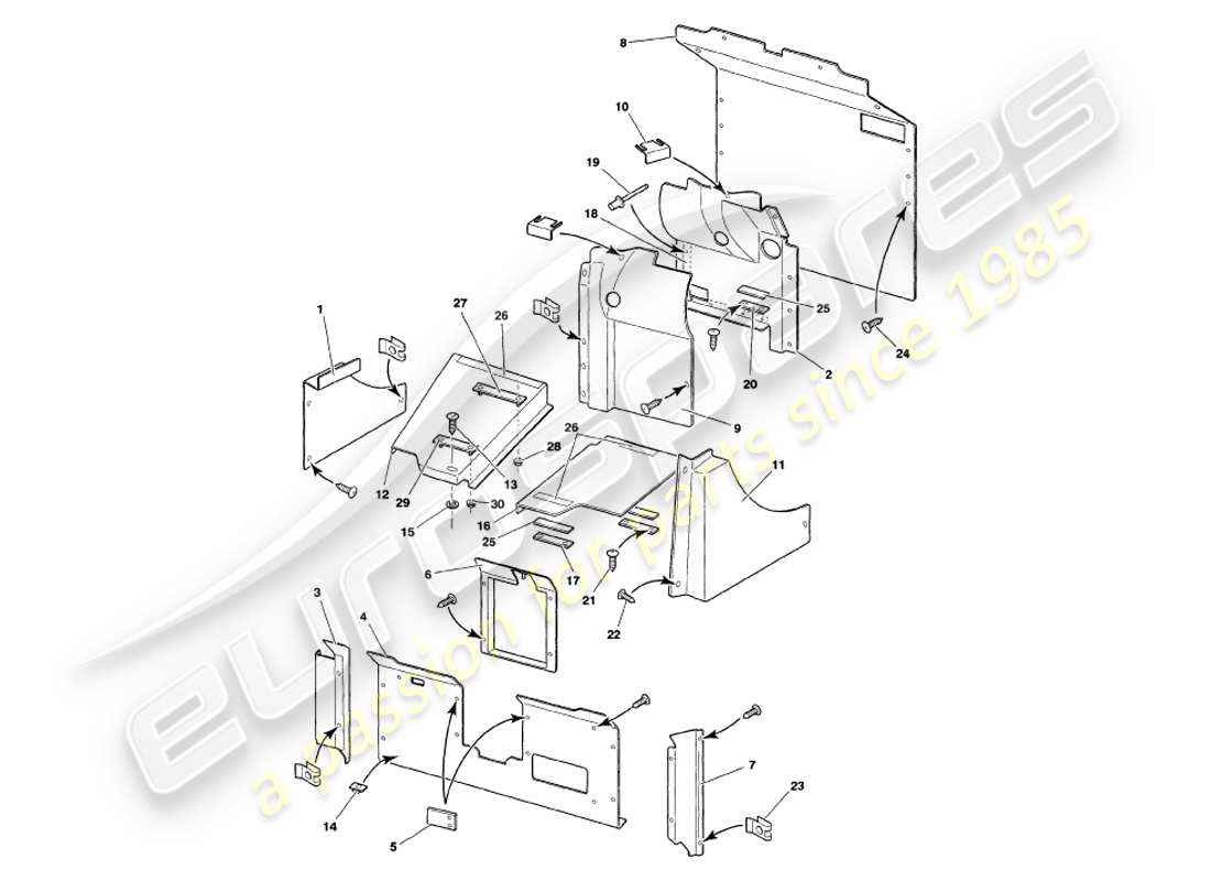 VIEW PARTS DIAGRAMS FROM THE ASTON MARTIN V8 VOLANTE PARTS CATALOGUE a part diagram from the aston martin v8 volante parts catalogue
