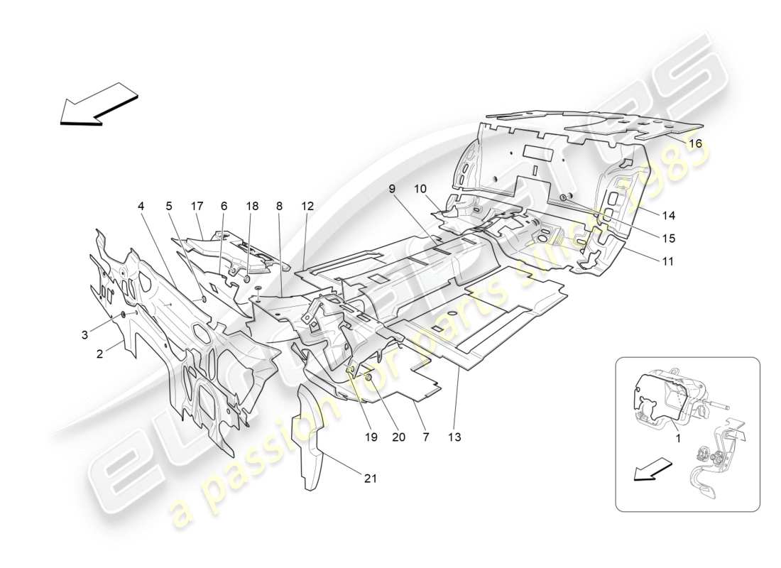 a part diagram from the maserati granturismo (2014) parts catalogue