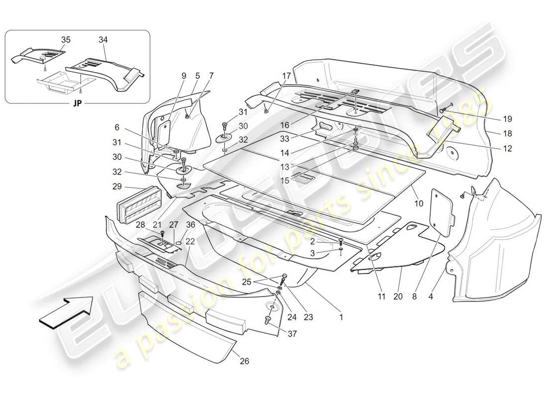 a part diagram from the maserati granturismo parts catalogue