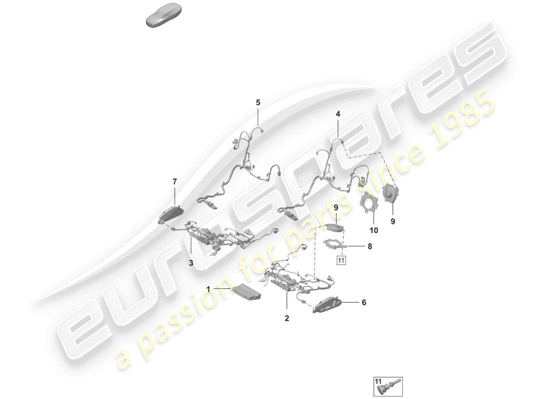 porsche 2020 (992-1) electrics sports seat sports seat plus for vehicles with electric 14-way seat adjustment for models with electrically adjustable 18-way seats parts diagram